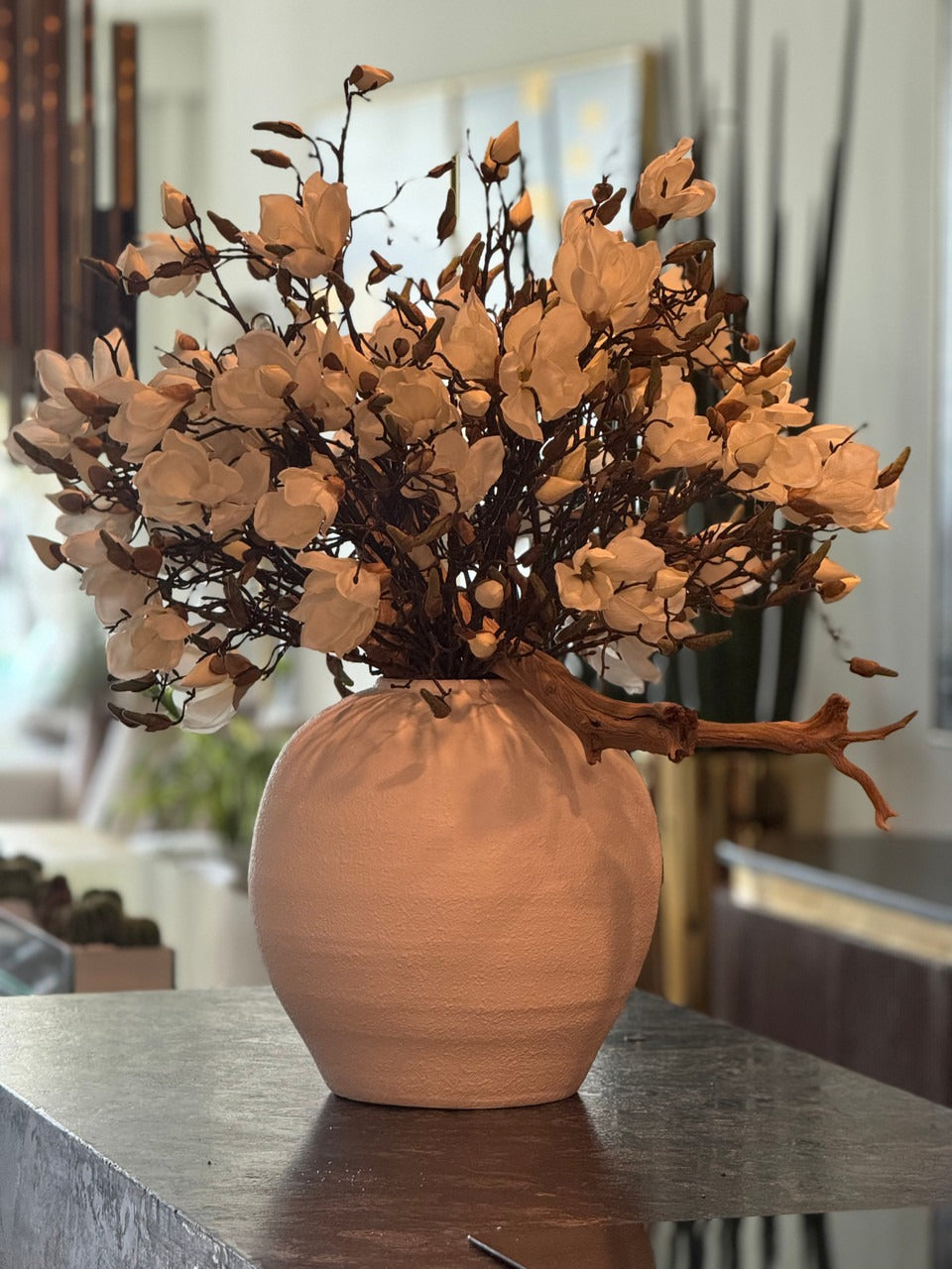 Konos Vase with White Magnolias