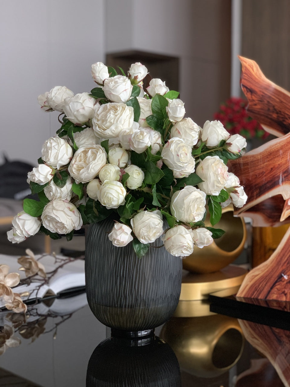 Maxim Vase with White Roses