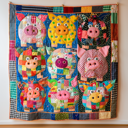 Piggy Rainbow Patchwork Quilted Blanket NCU0TL280