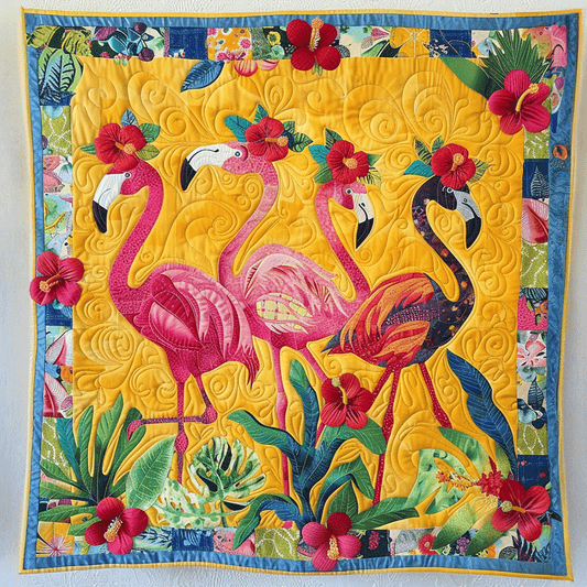 Pink Flamingo Delight Quilted Blanket NCU0TL728