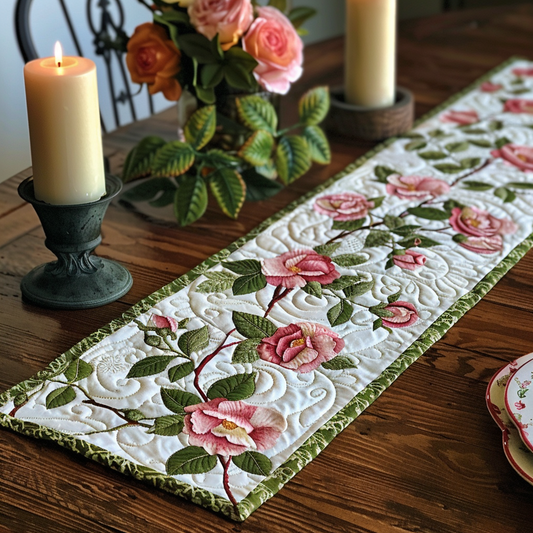 Pink Roses Quilted Table Runner NCU0DV2134