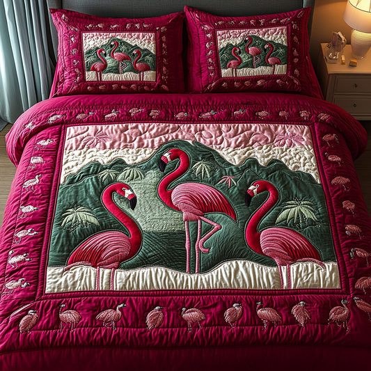 Pink Sunset 3-Piece Quilted Bedding Set NCU0DK2455