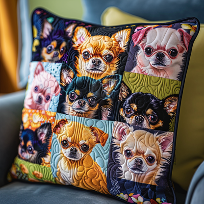 Playful Chihuahua Quilted Pillow Case NCU0TH374