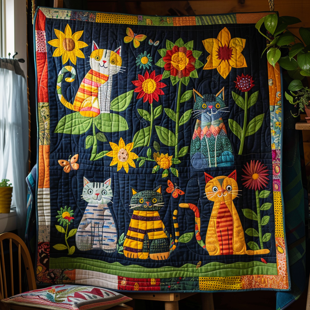 Playful Cats Quilted Blanket NCU0PD254