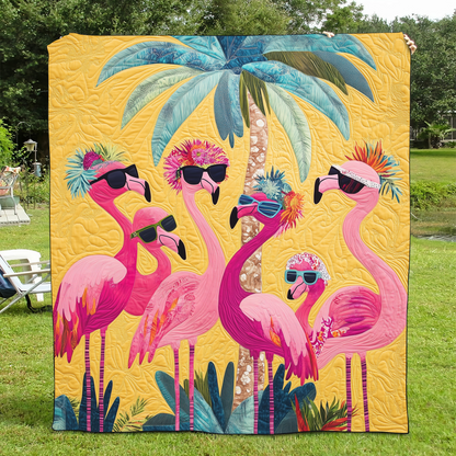 Playful Flamingo Quilted Blanket NCU0VL471