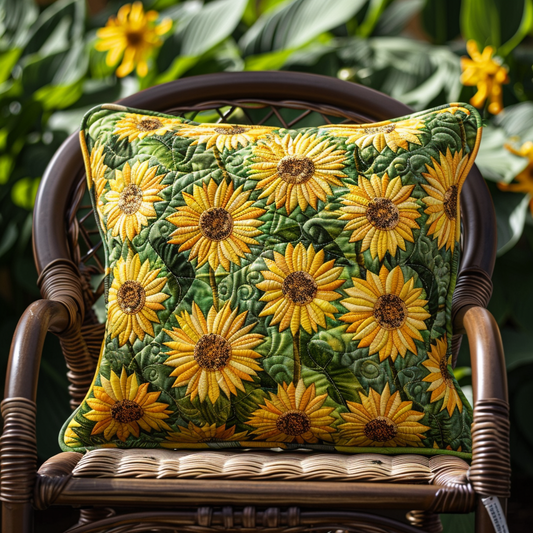 Playful Sunflowers Quilted Pillow Case NCU0VL245