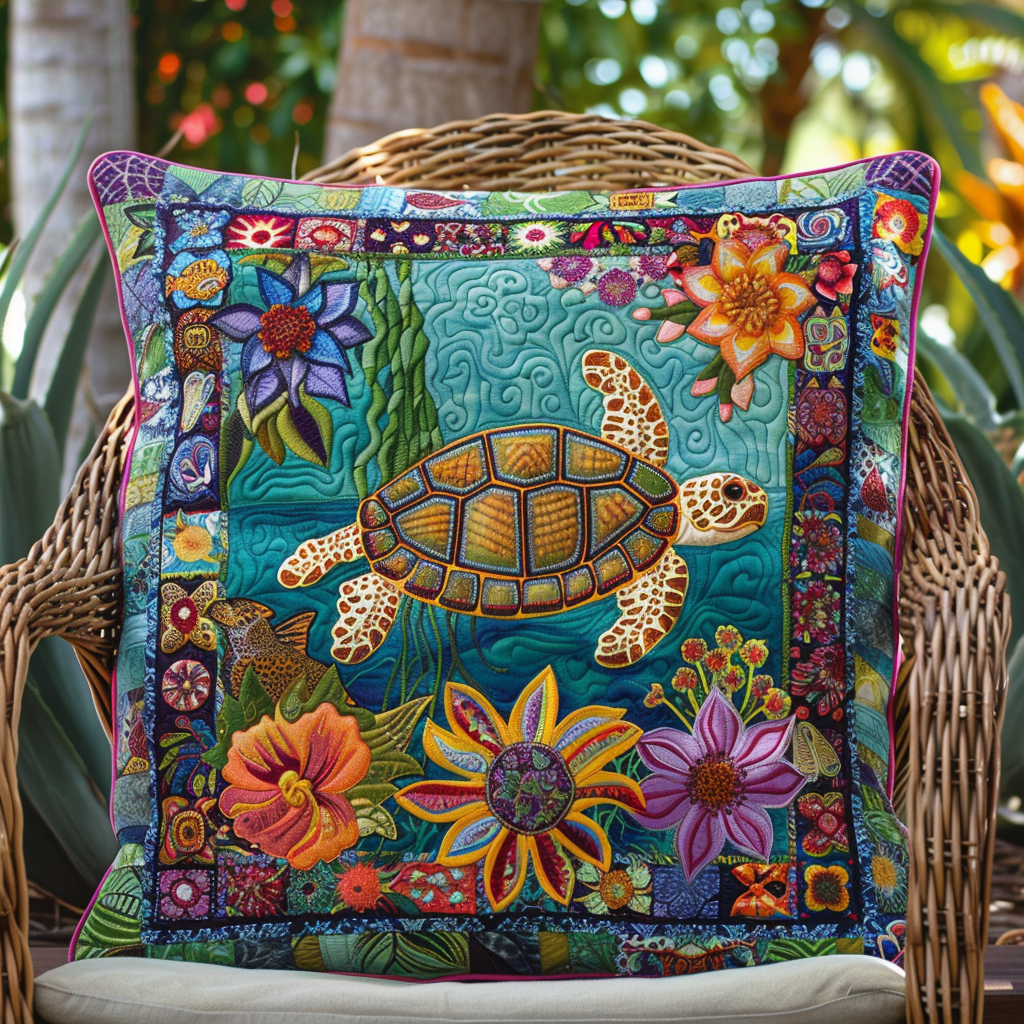 Playful Turtles Quilted Pillow Case NCU0VL271