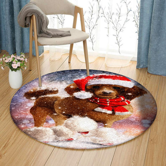 Poodle Christmas NT2110065RR Round Area Rug