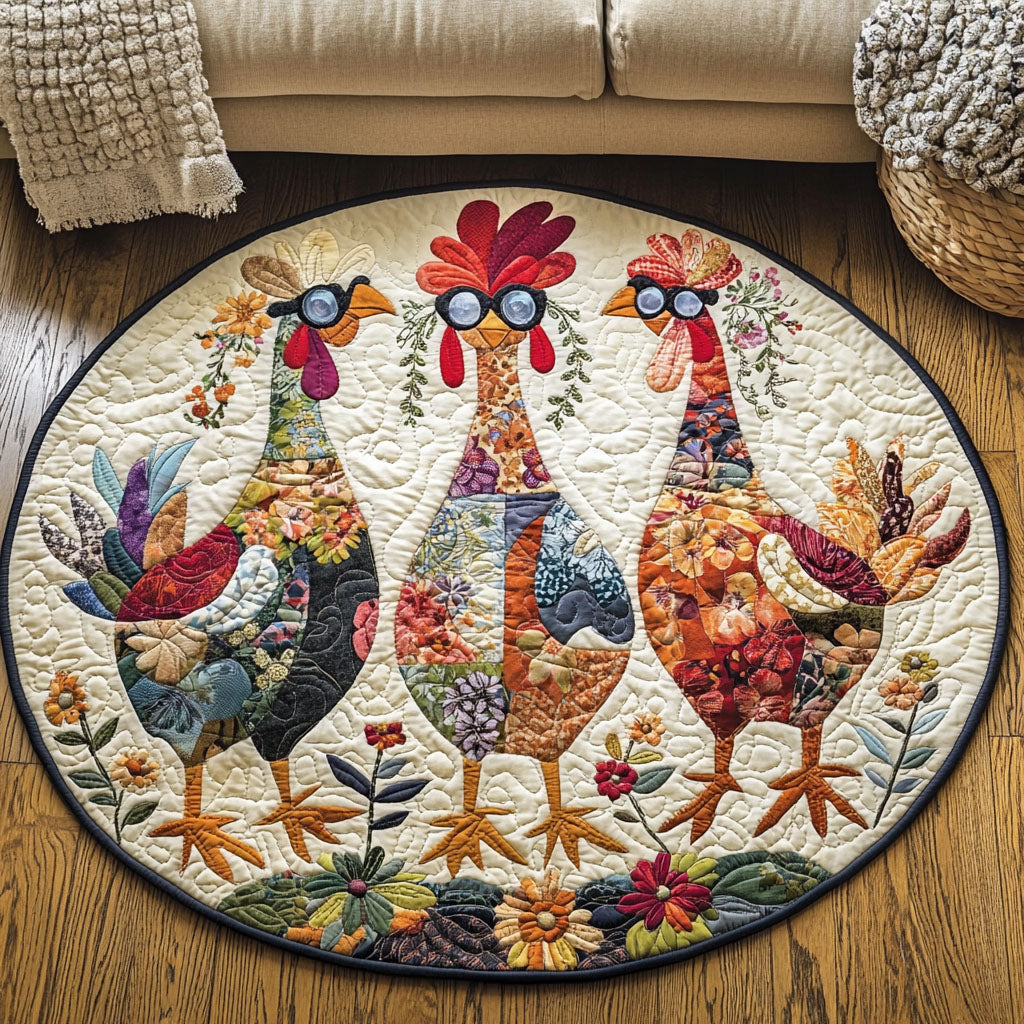 Poultry Parade Quilted Round Mat NCU0PT966