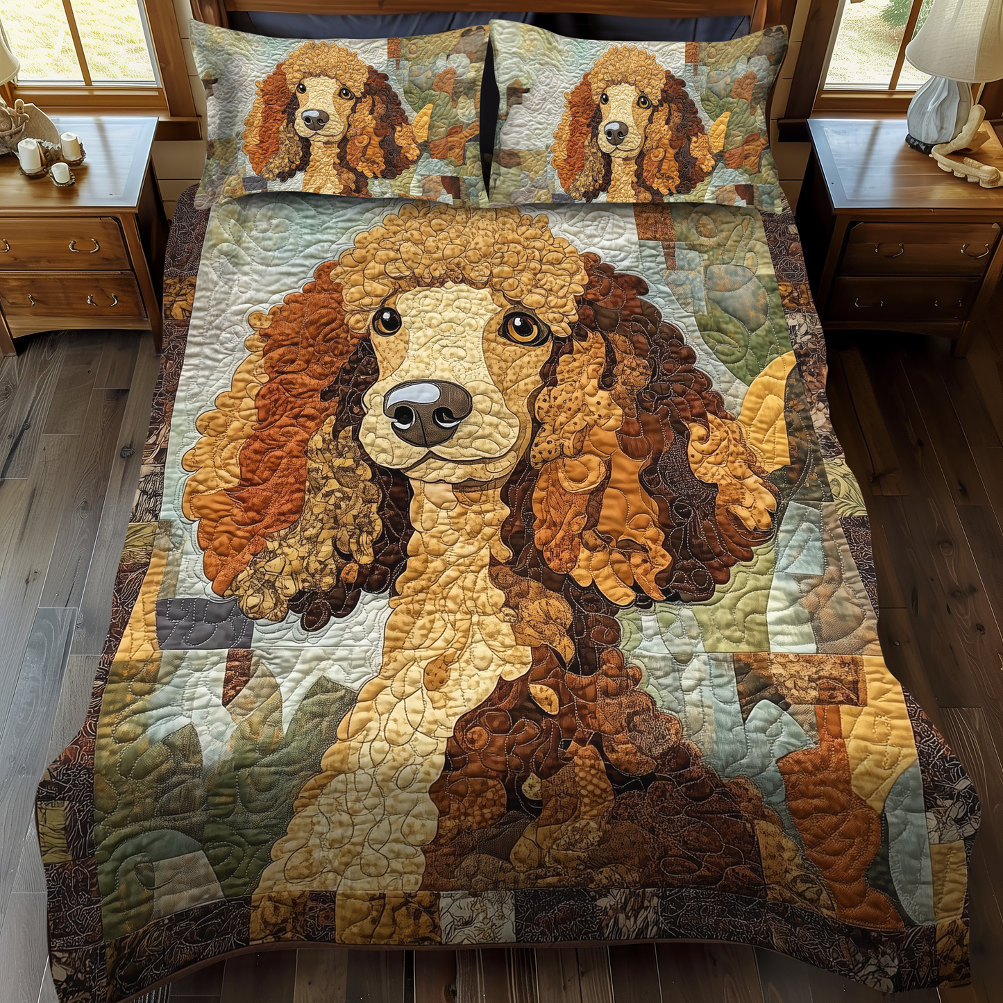 Primped Poodle 3-Piece Quilted Bedding Set NCU0DK1700