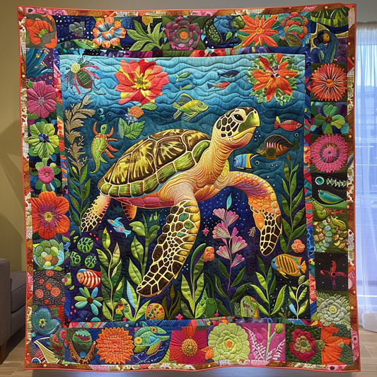 Pristine Turtles Quilted Blanket NCU0VL227