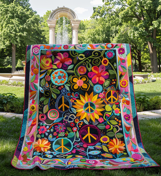 Psychedelic Peace Quilted Blanket NCU0PT069