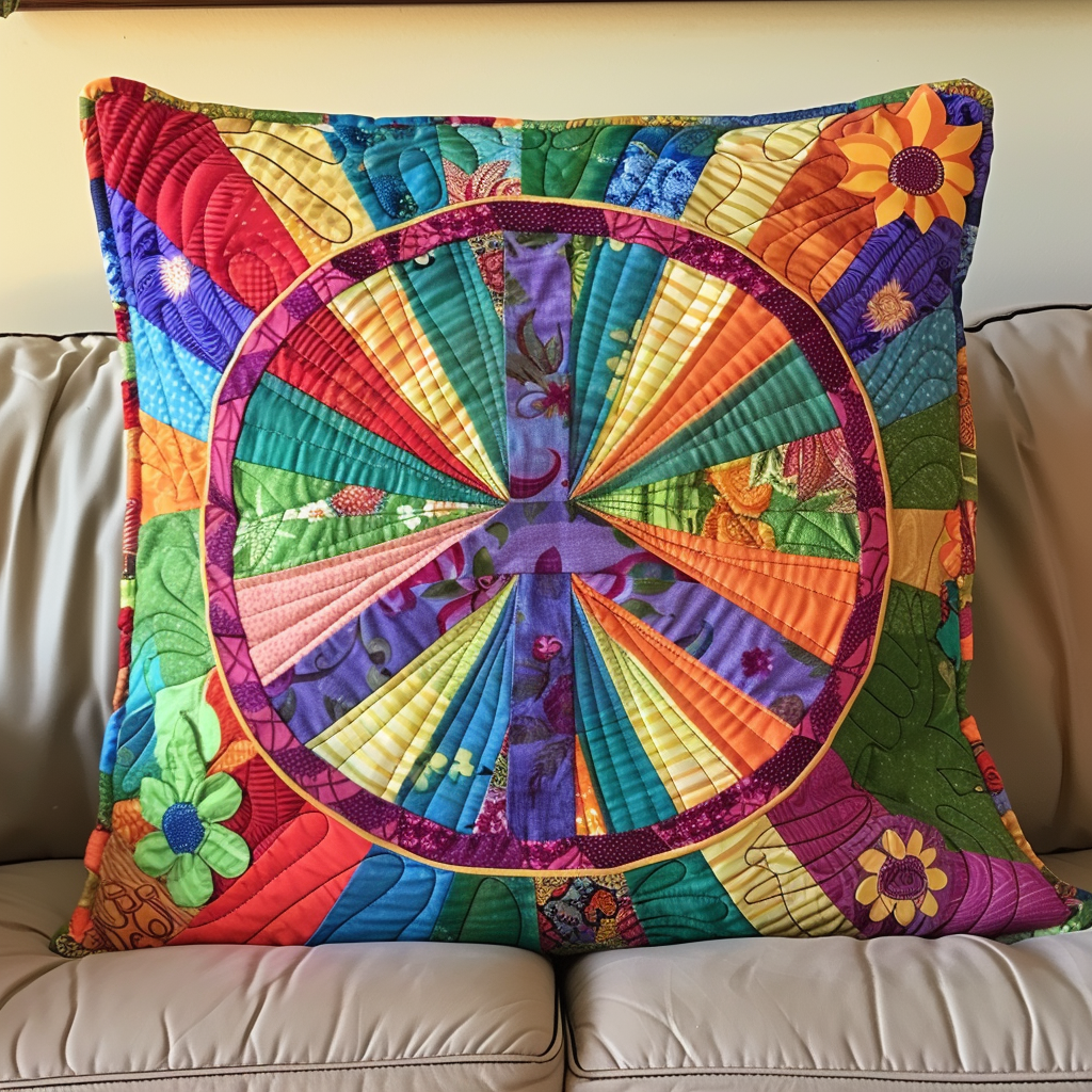 Psychedelic Peace Quilted Pillow Case NCU0PT137