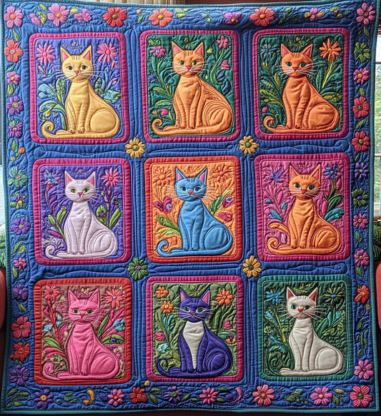 Psychedelic Cat Quilted Blanket NCU0DV677