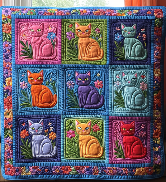 Psychedelic Kitty Quilted Blanket NCU0DV679