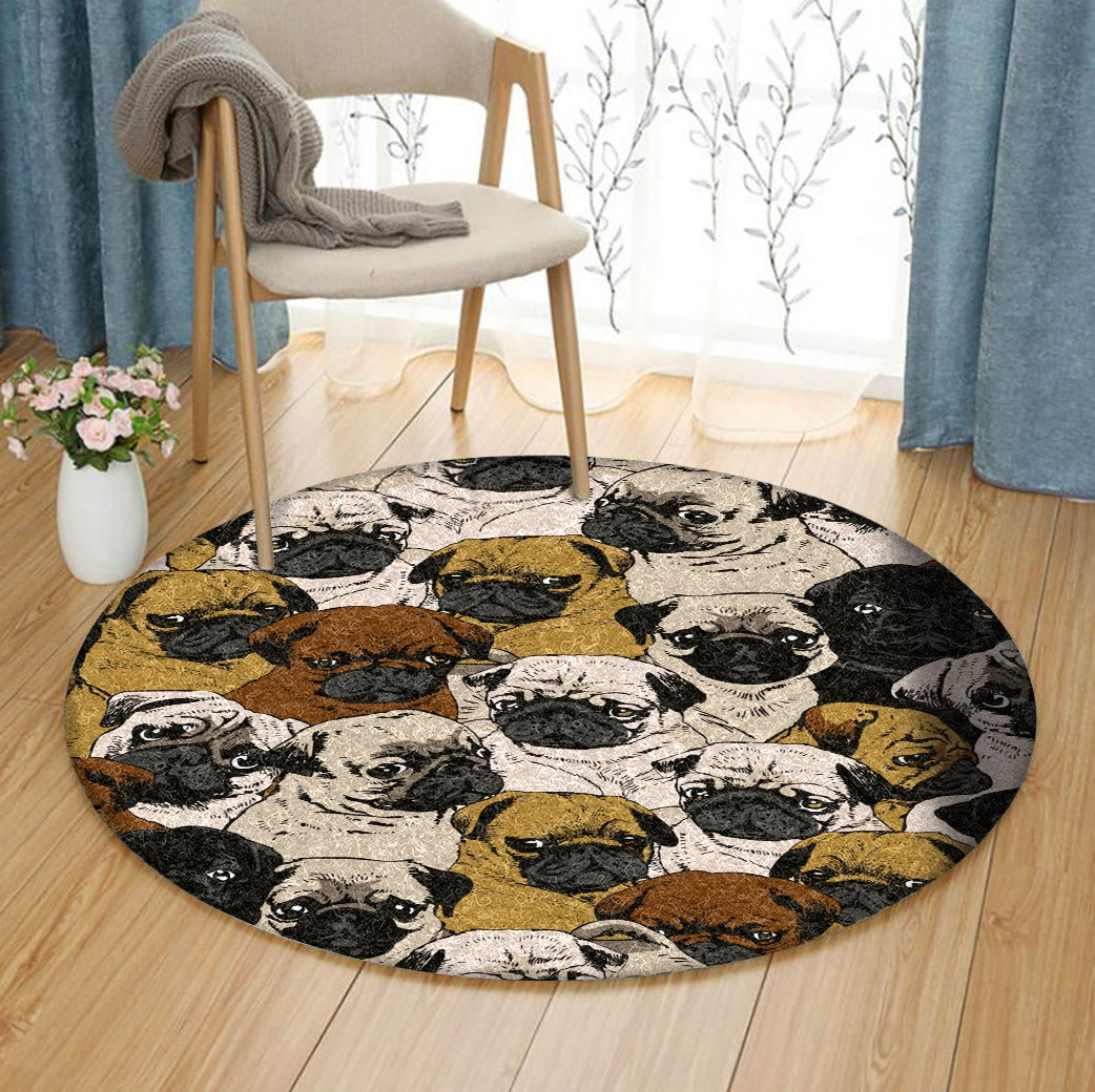 Pug BT290833RR Round Area Rug