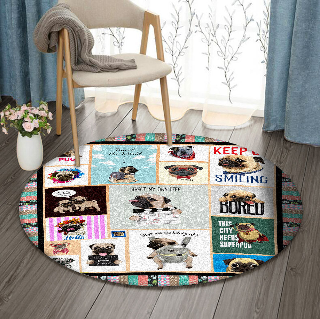 Pug NT210955RR Round Area Rug