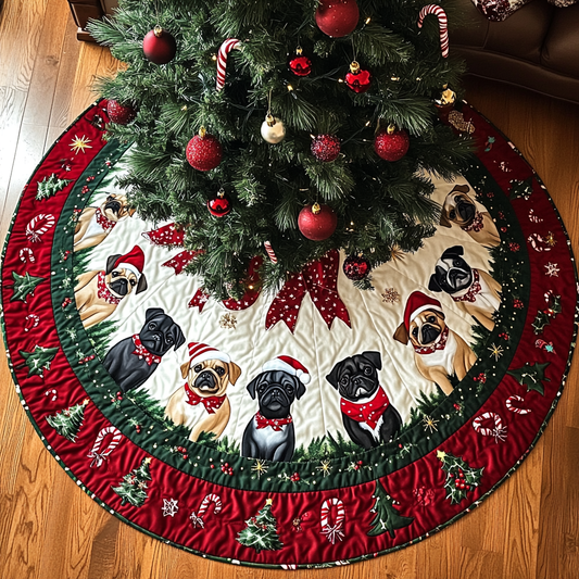 Pug Noel Christmas Quilted Tree Skirt NCU0DK1739