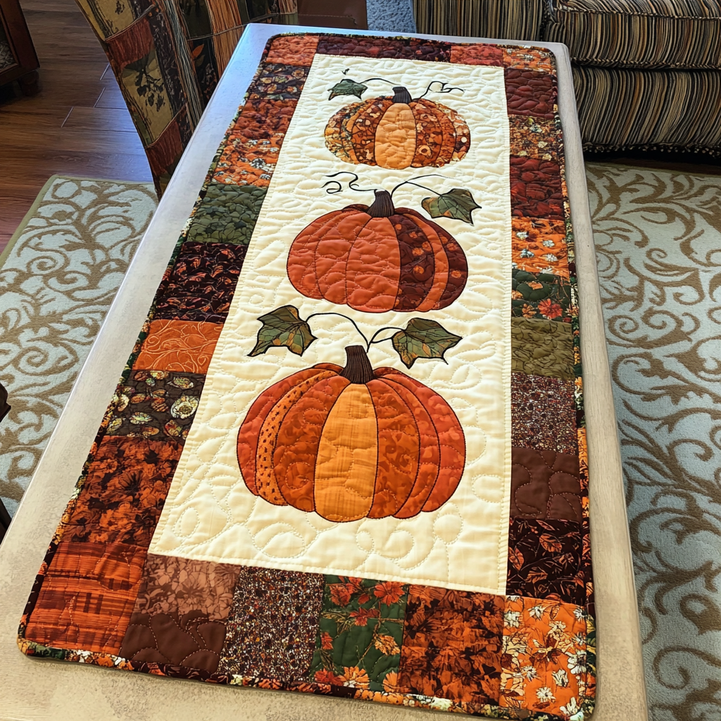 Pumpkin TAI061124193 Quilted Table Runner