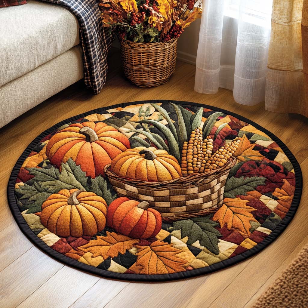 Pumpkin Harvest Quilted Round Mat NCU0NT1229