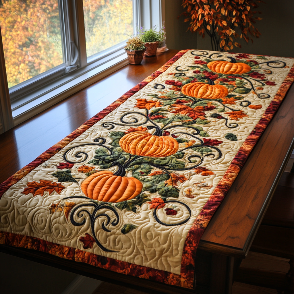 Pumpkin Patch Quilted Table Runner NCU0DK1311