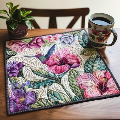 Purple Hummingbird Flowers Quilted Placemat NCU0TL044