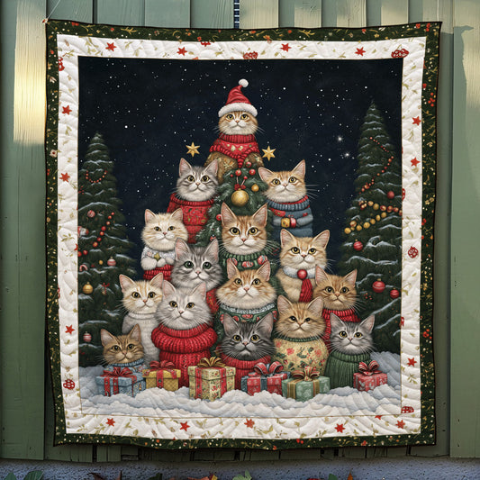 Purrfect Christmas Scene Quilted Blanket NCU0TL1679