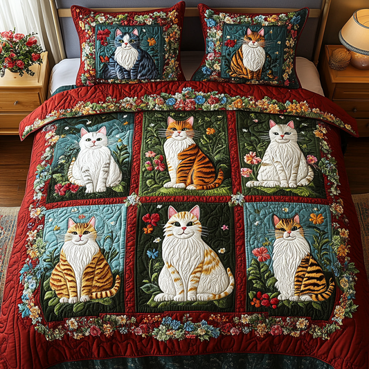 Purrfect Dreams 3-Piece Quilted Bedding Set NCU0DK2511