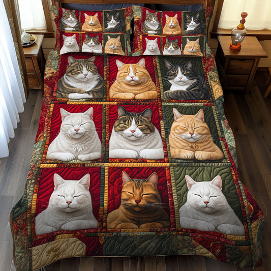 Purrfect Sleep 3-Piece Quilted Bedding Set NCU0TL1062