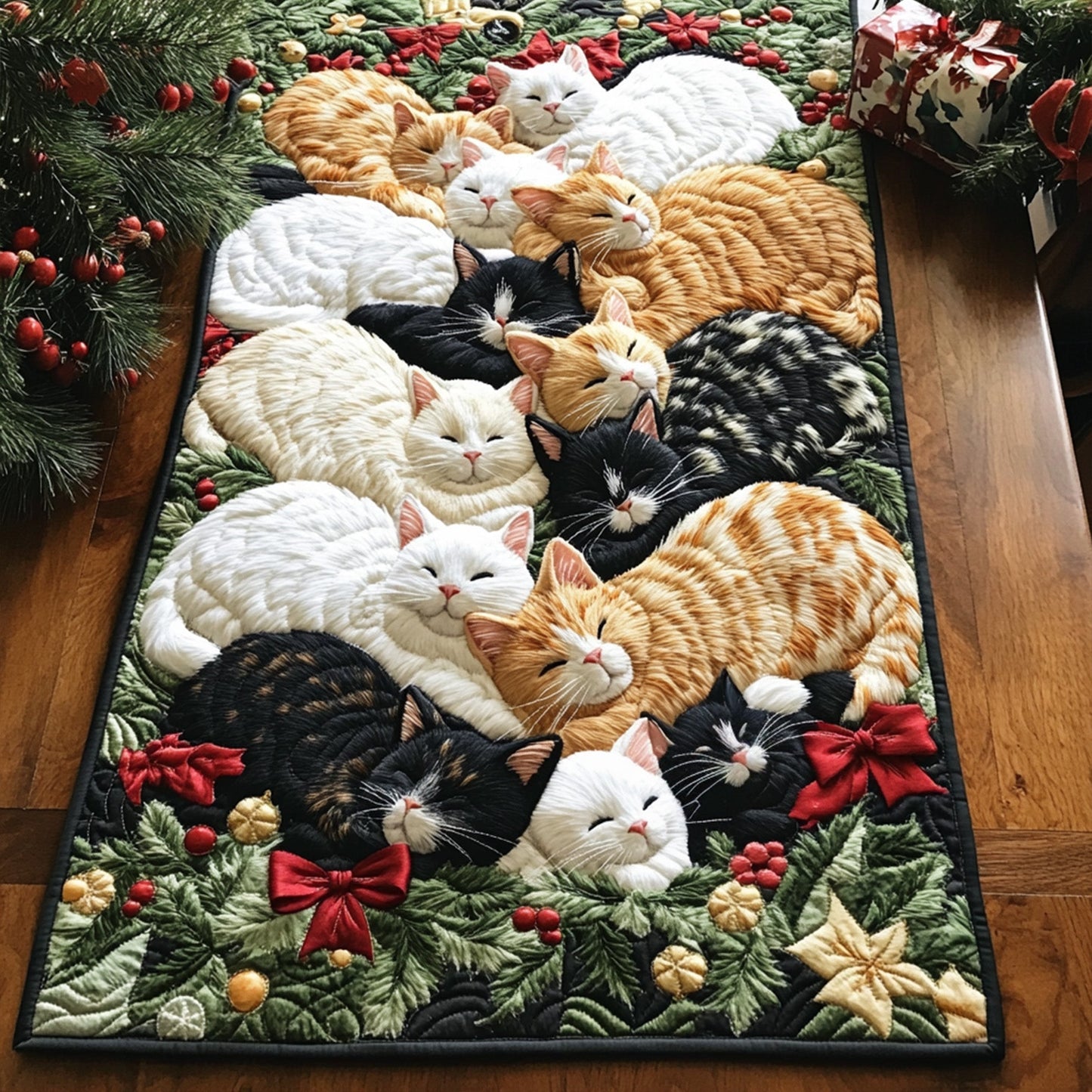 Purrfect Slumber Quilted Table Runner NCU0PT2730