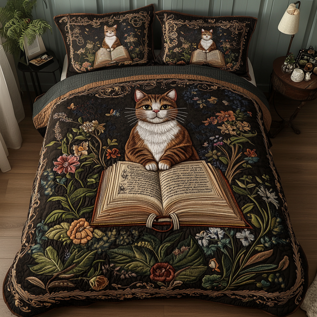 Purrfectly Cozy 3-Piece Quilted Bedding Set NCU0DK2059