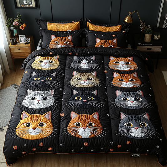 Purrfectly Cozy 3-Piece Quilted Bedding Set NCU0DK2363