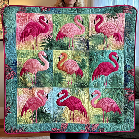 Quirky Flamingo Quilted Blanket NCU0VL563