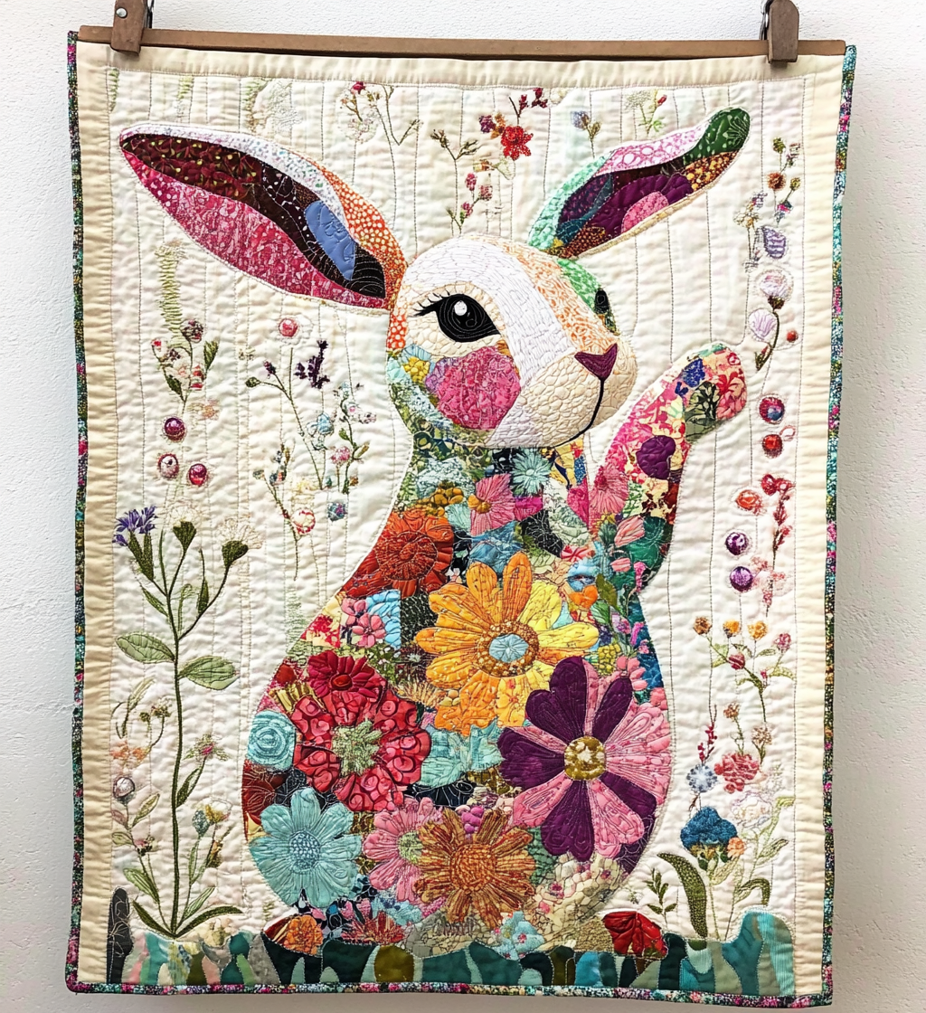 Rabbit Fiesta Quilted Blanket NCU0DV784