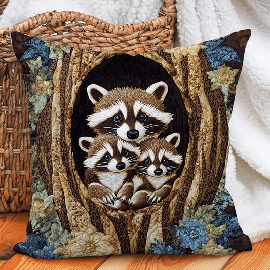 Raccoon Family Tree Quilted Pillow Case NCU0DV1000