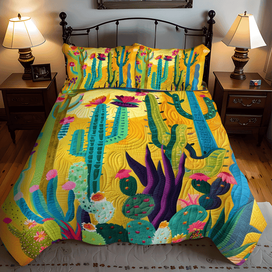 Juego de cama acolchado de 3 piezas Radiant Cactus Oasis NCU0DV342