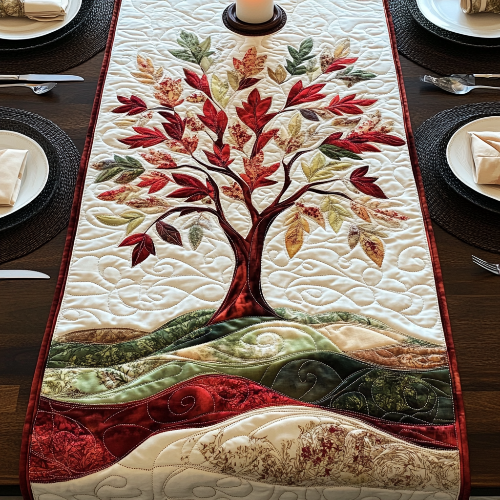 Radiant Branches Quilted Table Runner NCU0VH979