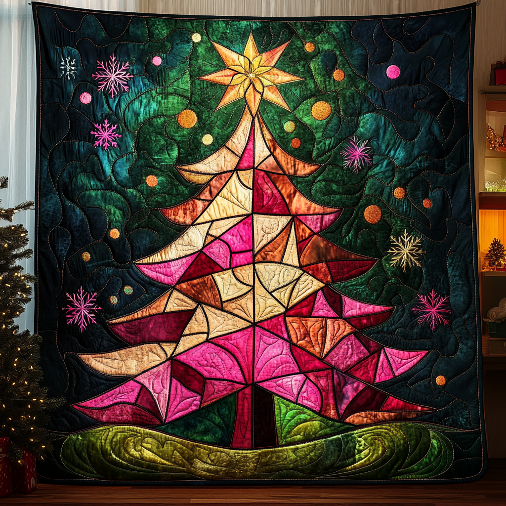 Radiant Christmas Tree Quilted Blanket NCU0TL2168