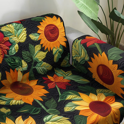 Radiant Sunflower Fields Quilted Sofa Cover NCU0PT1615