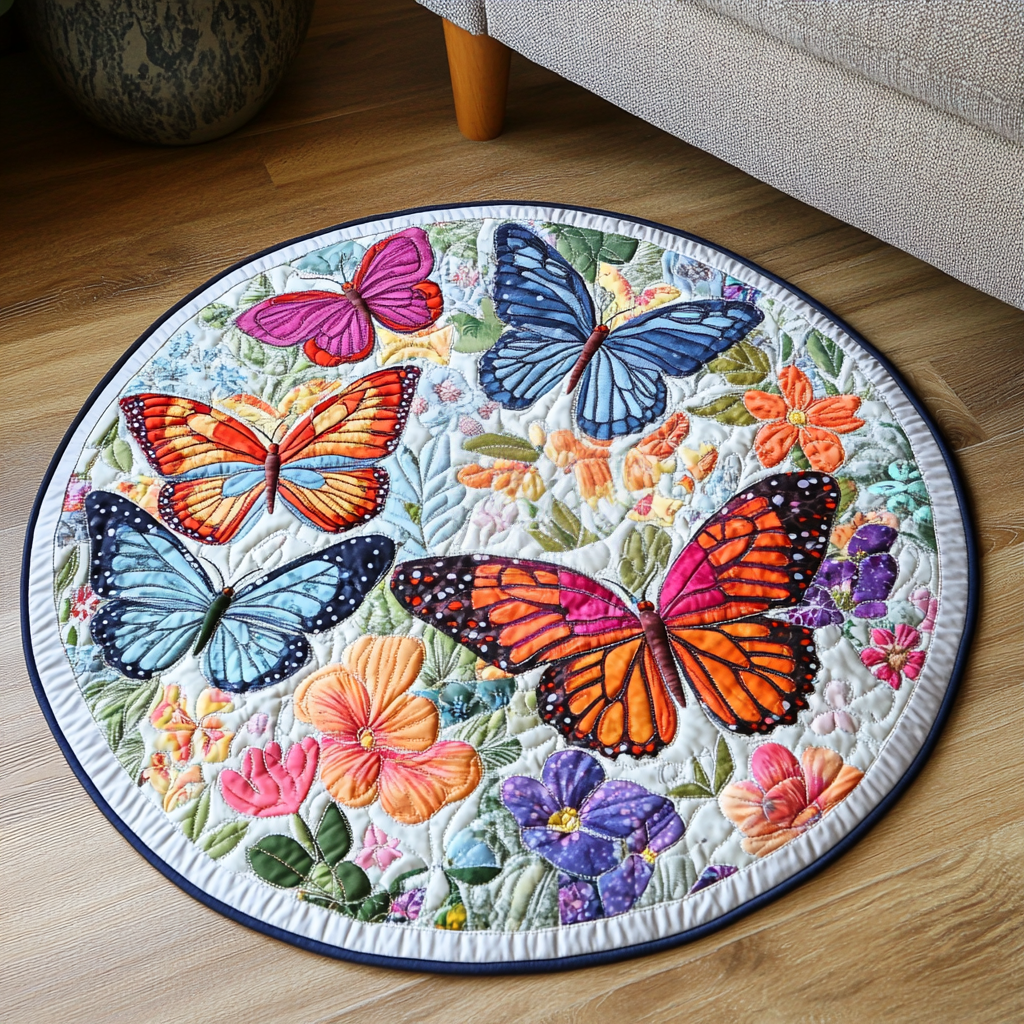 Rainbow Flutter Quilted Round Mat NCU0DK1159