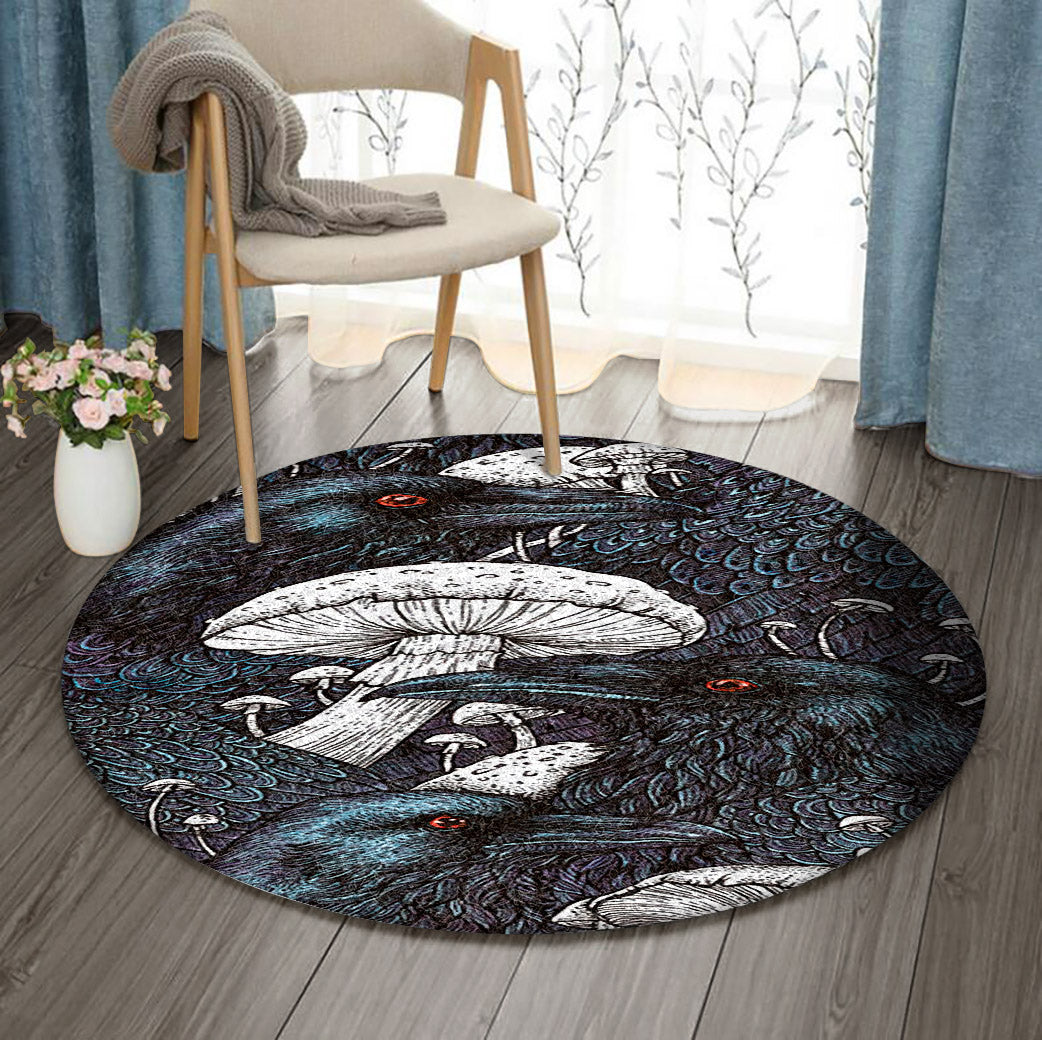 Raven And Mushroom DN0510144RR Round Area Rug