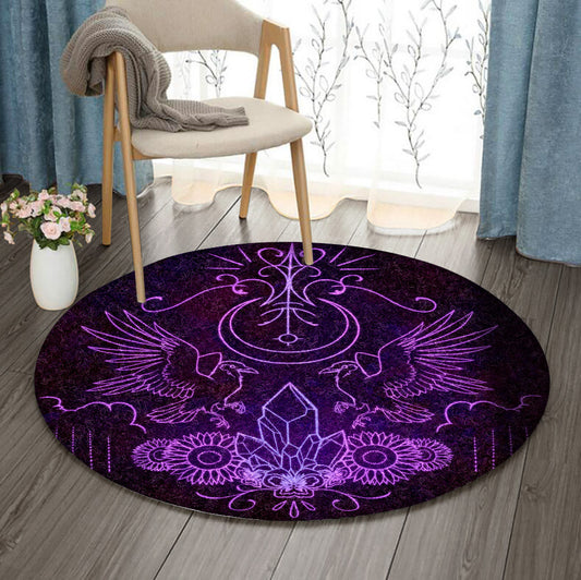 Raven Witch Sigil HN210956RR Round Area Rug