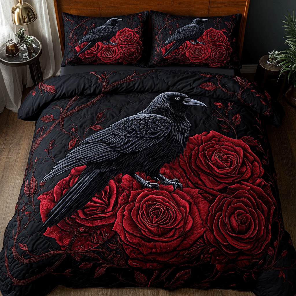 Raven Call 3-Piece Quilted Bedding Set NCU0DK2667