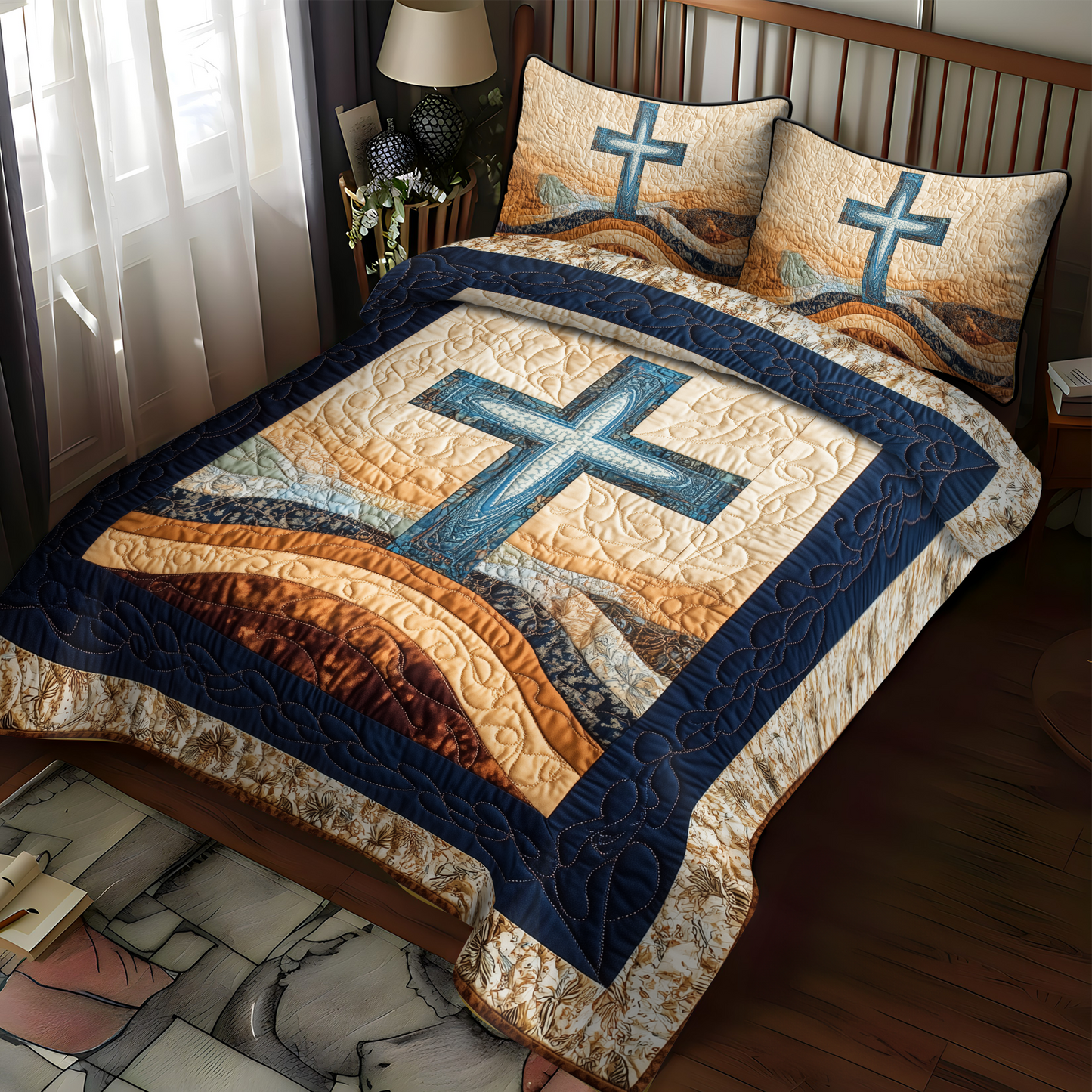 Redeemer Grace 3-Piece Quilted Bedding Set NCU0DK1917