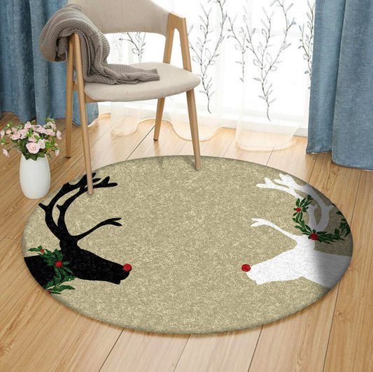 Reindeer Christmas DV0611025RR Round Area Rug