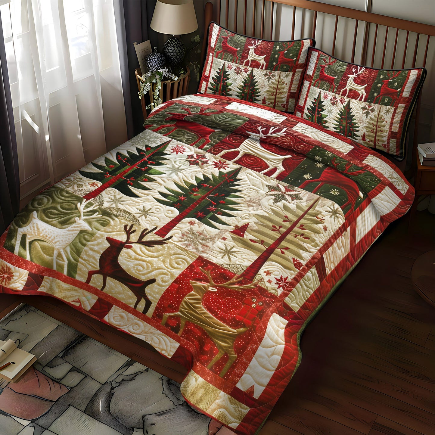 Reindeer Dreams Quilted Bedding Set NCU0DV1630