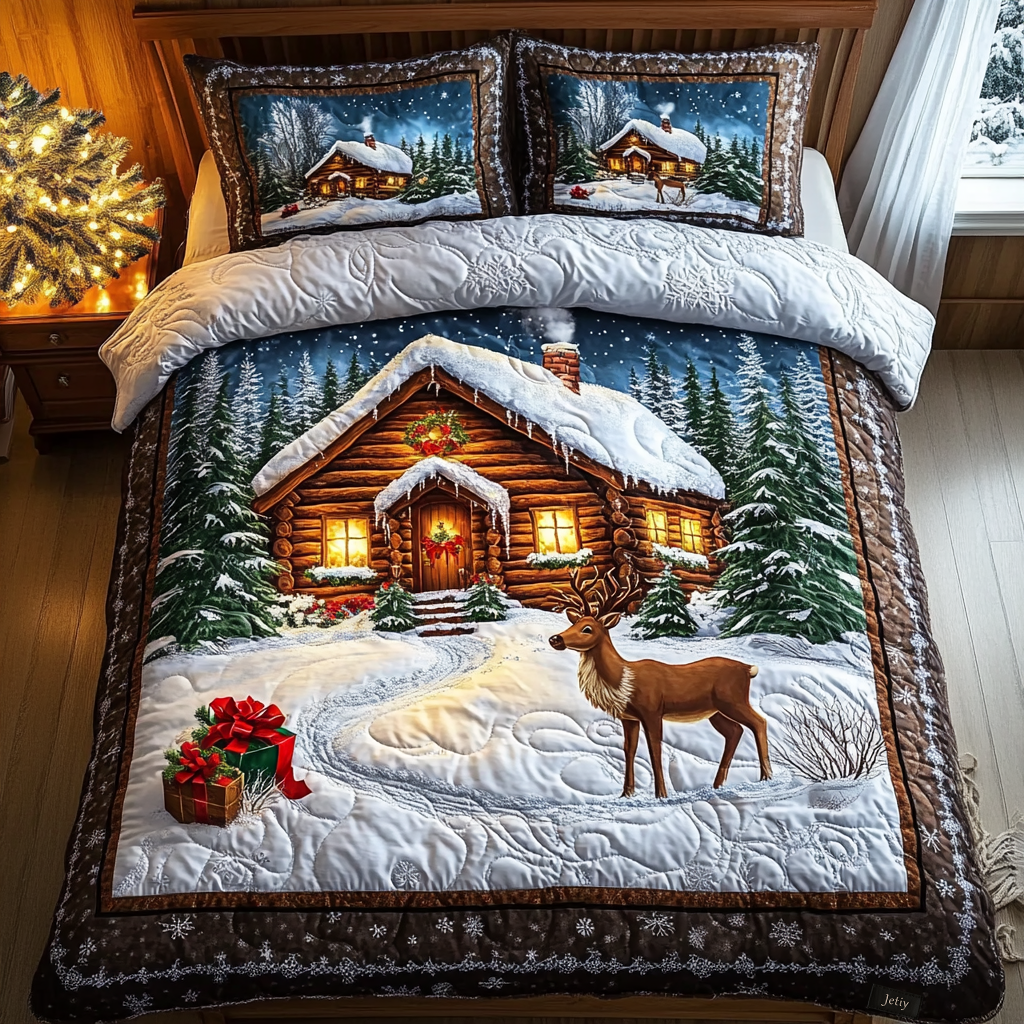 Reindeer Magic Quilted Bedding Set NCU0DV1739