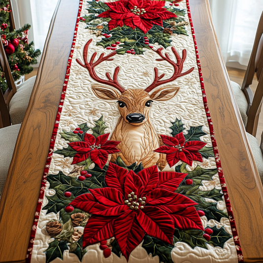 Reindeer Sleigh Ride Quilted Table Runner NCU0DK1421