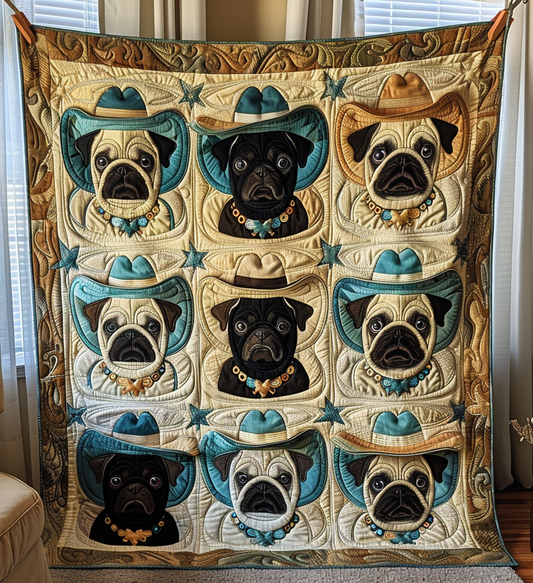 Rodeo Pug Quilted Blanket NCU0DV303