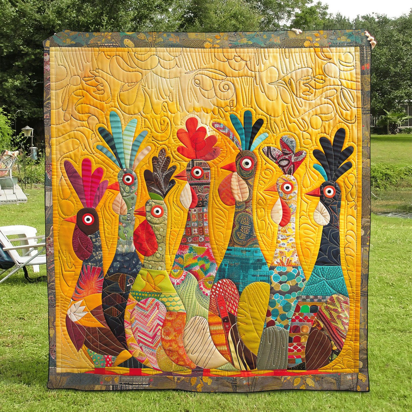 Rooster Club Quilted Blanket NCU0TH963